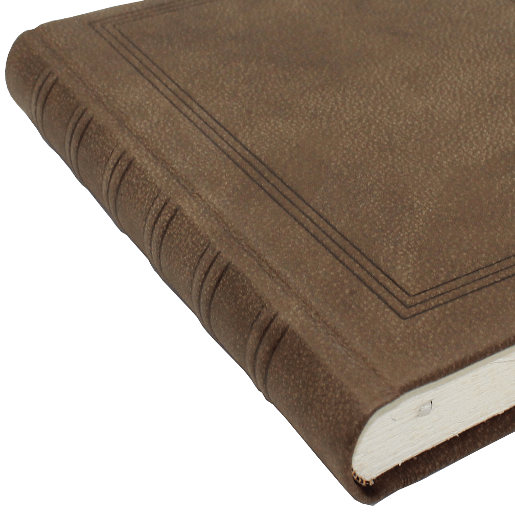 Gästebuch dick Wasserbüffel Leder mit handgerissenem Büttenblock und Prägung