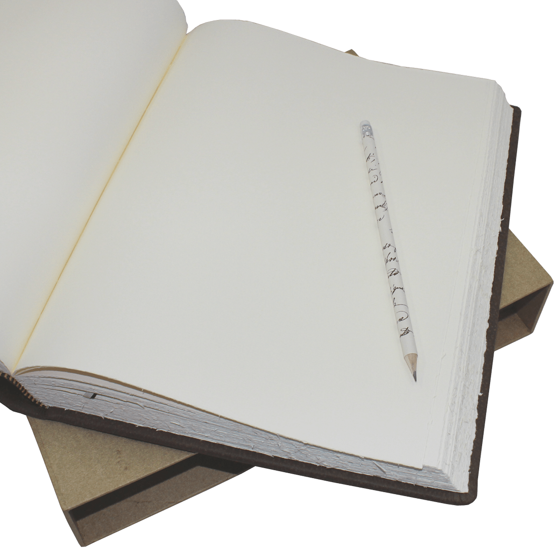 Gästebuch dick Wasserbüffel Leder mit handgerissenem Büttenblock und Prägung