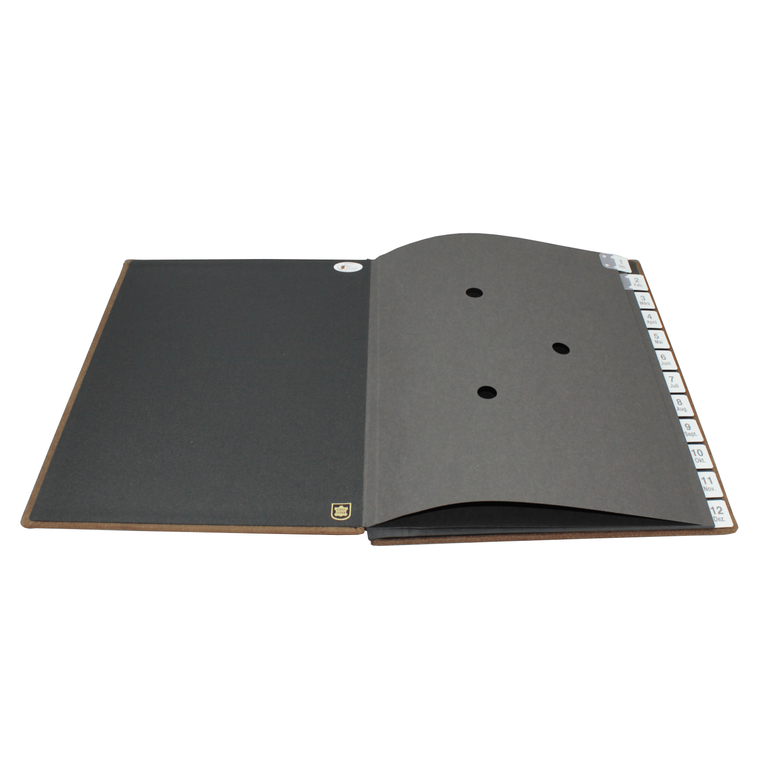 Pultordner Wasserbüffel Leder 1-12 Pultordner aus Wasserbüffel Leder mit Register 1-12