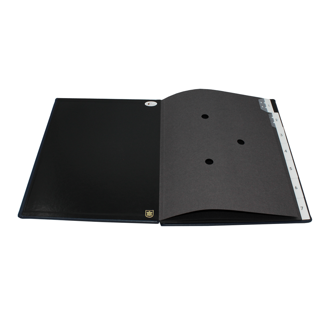 Pultordner aus glattem blauem Leder 1-7 Tage Pultordner mit Register 1-7 aus glattem Vollrindleder in Blau