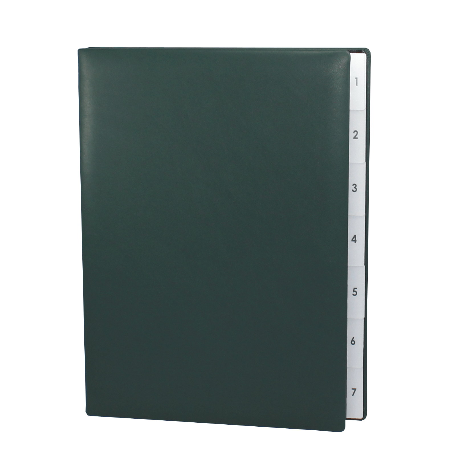 Pultordner glattes Leder Grün mit Register 1-7