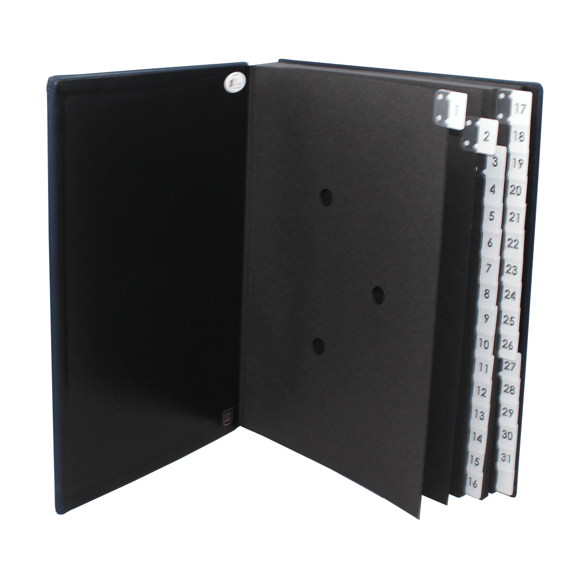 Pultordner mit Register 1-31 aus glattem Vollrindleder in Blau