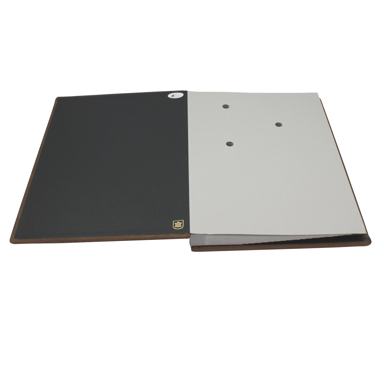 Unterschriftenmappe Wasserbüffel offen Unterschriftenmappe aus Büffelleder