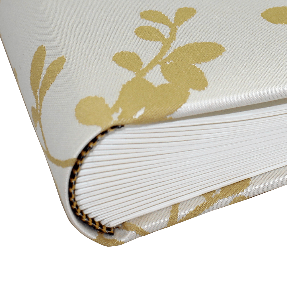 Foto-Gästebuch Francis mit goldenem Webmuster und Satinschleife