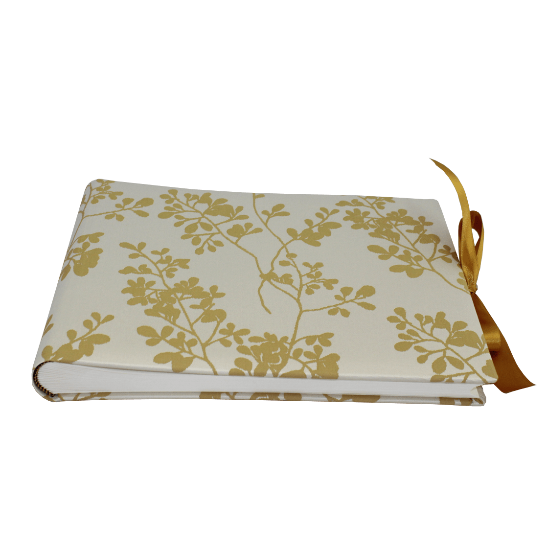 Foto-Gästebuch Francis mit goldenem Webmuster und Satinschleife