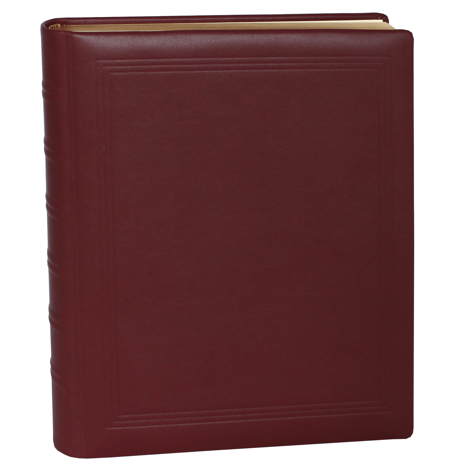 Dickes Gästebuch aus glattem Leder in Weinrot mit Goldschnittblock