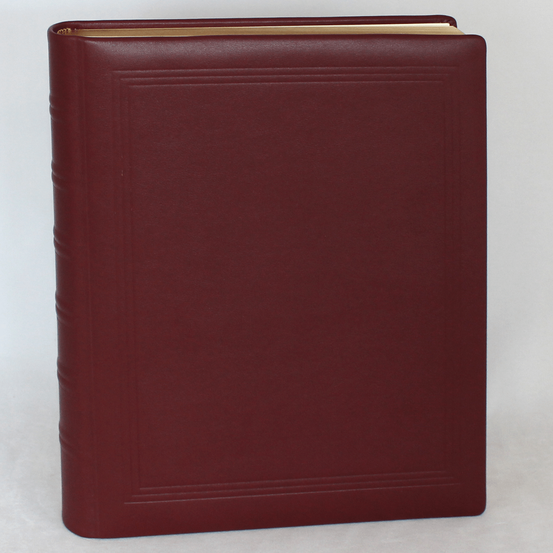 Gästebuch dick mit Goldrand in Weinrot Gästebuch dick aus glattem Leder in Weinrot mit Goldschnittblock