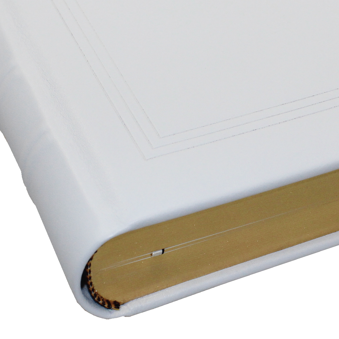 Gästebuch dick aus weißem Leder mit Goldschnittblock und individueller Prägung