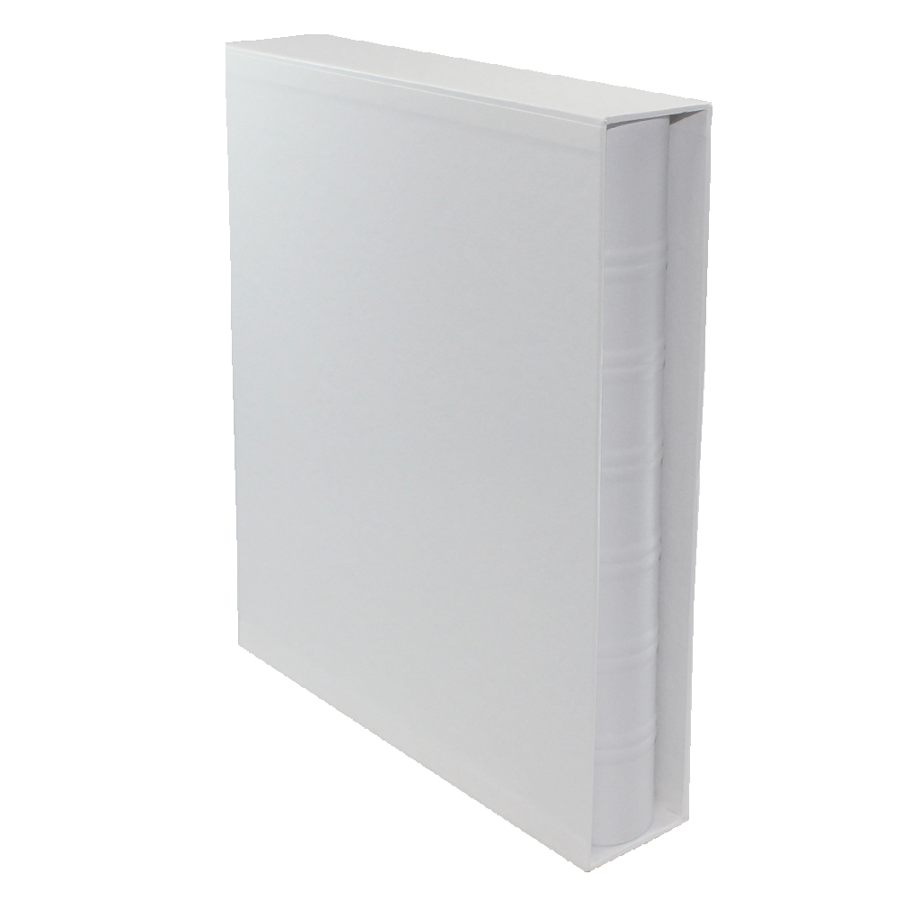 Gästebuch dick aus weißem Leder mit Goldschnittblock und individueller Prägung