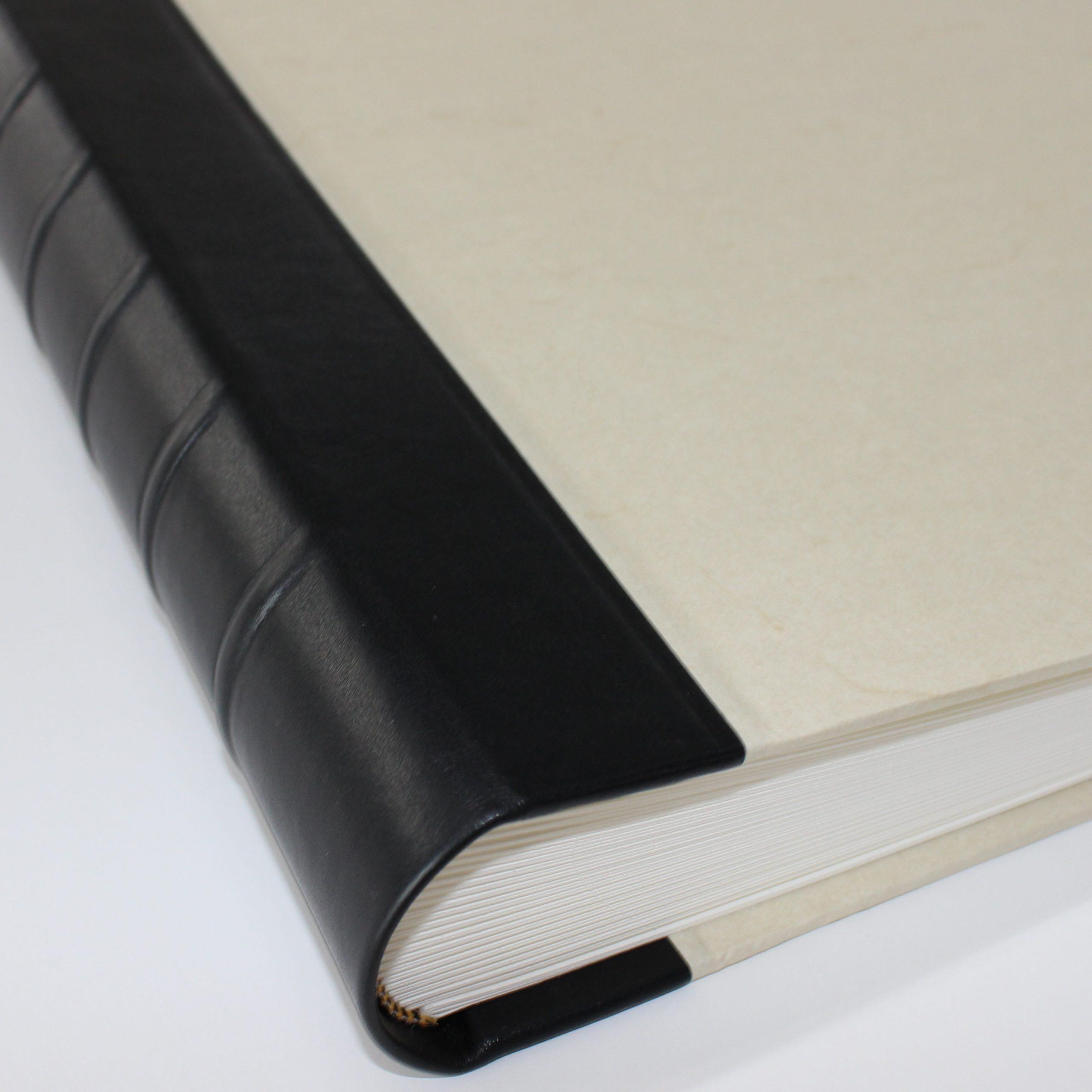 Fotoalbum Elefantenhaut-Papier Groß mit Lederelementen Buchrücken