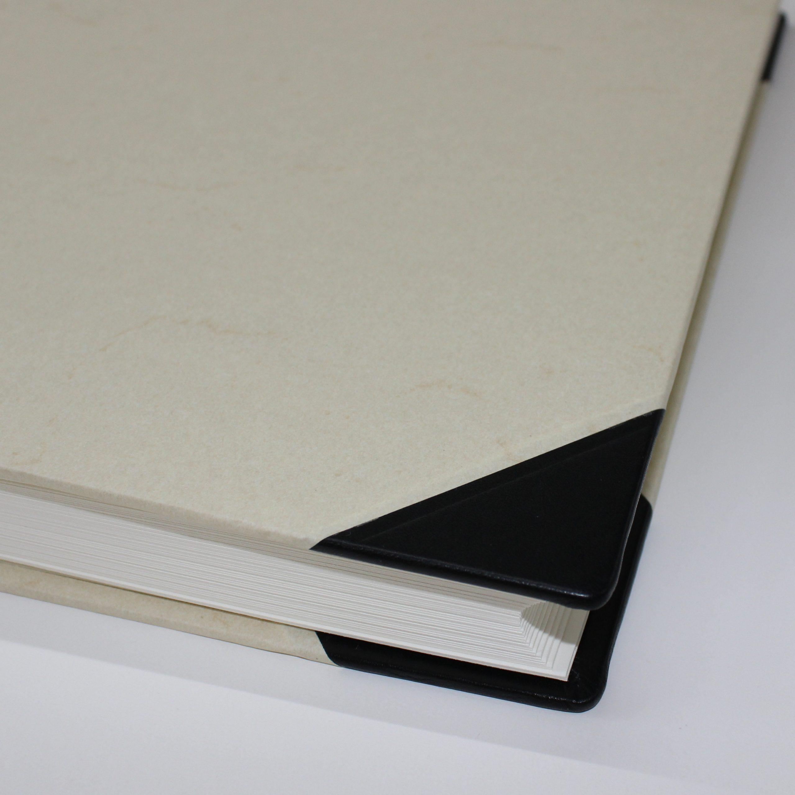 Fotoalbum Elefantenhaut-Papier Groß mit Lederelementen und runde Ecken