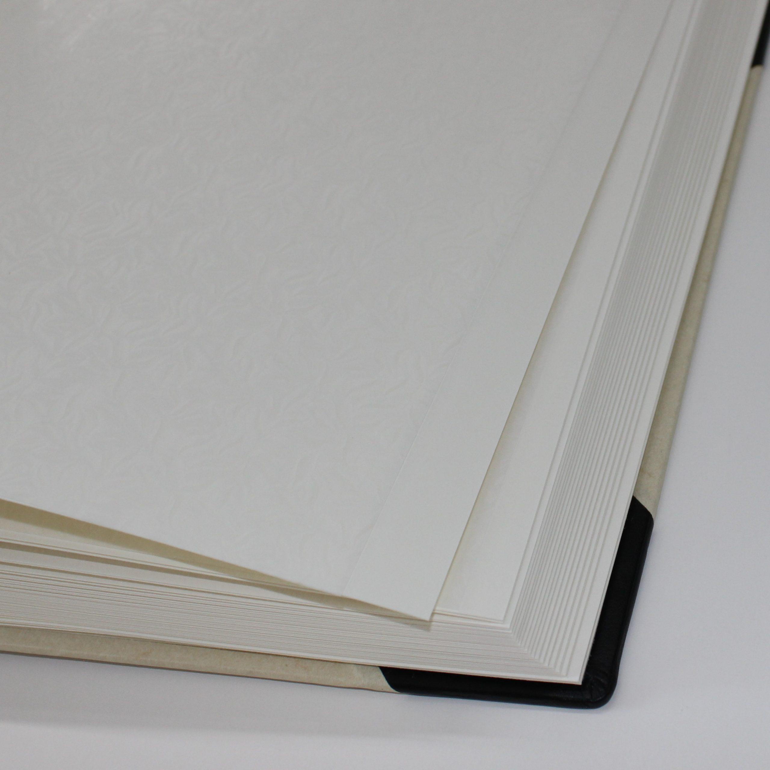 Fotoalbum Elefantenhaut-Papier Groß mit Lederelementen Pergamin Papier