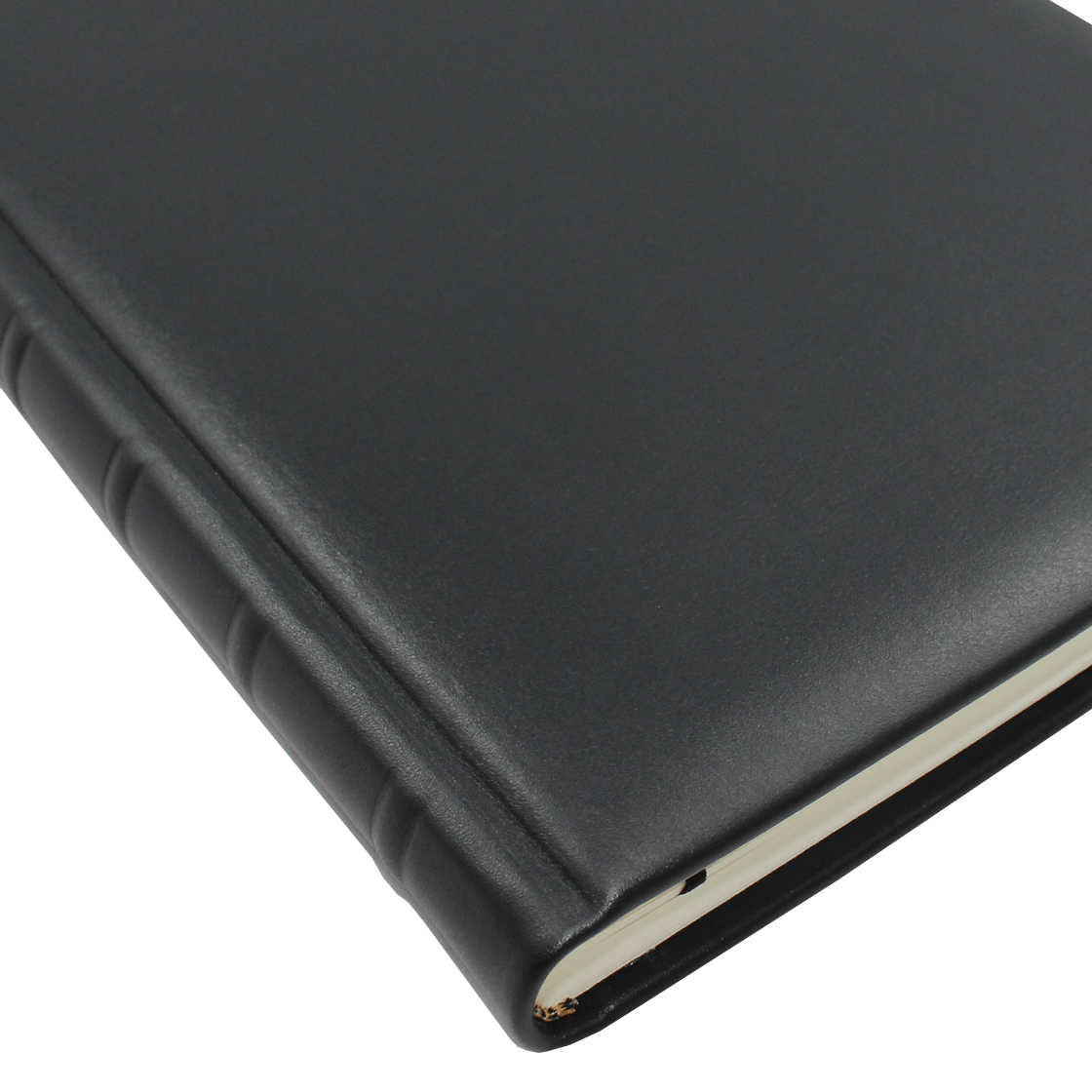 Kondolenzbuch Leder mit edlen Buenden Kondolenzbuch aus Leder in Schwarz mit Trauerrand und Prägung