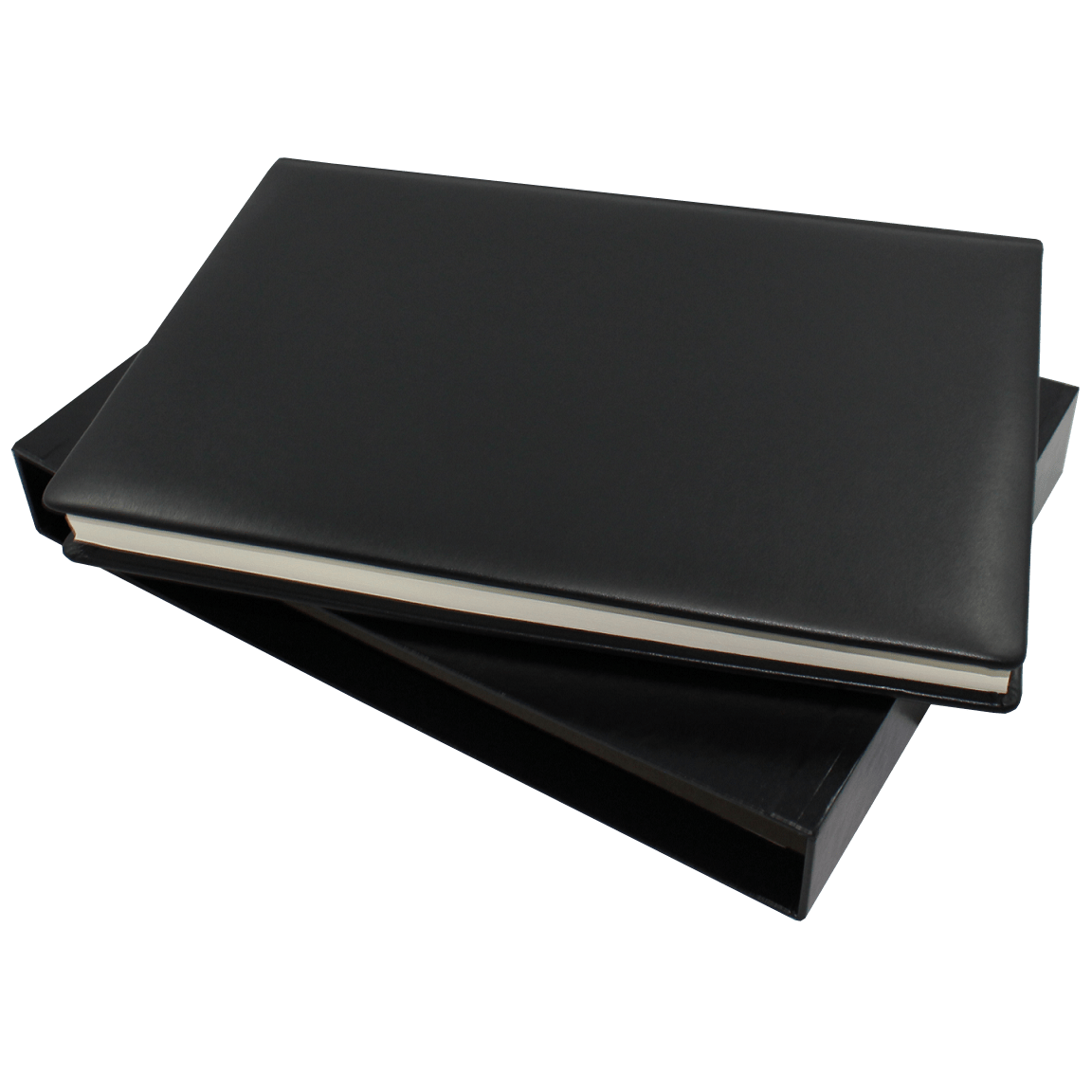 Kondolenzbuch Leder mit schwarzem Schutzschuber Kondolenzbuch aus Leder in Schwarz mit Trauerrand und Prägung