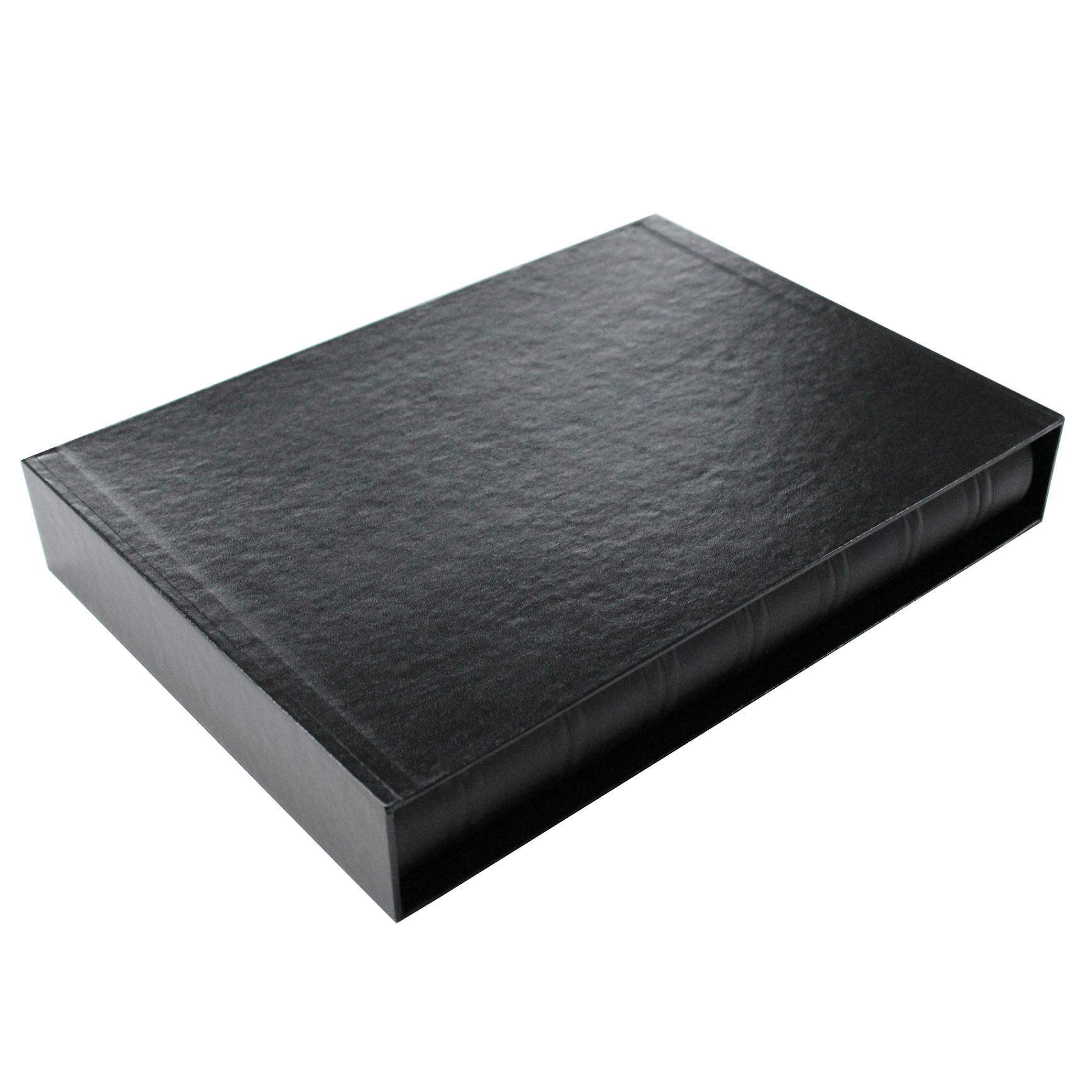 Dickes Kondolenzbuch aus schwarzem Leder mit Büttenrand