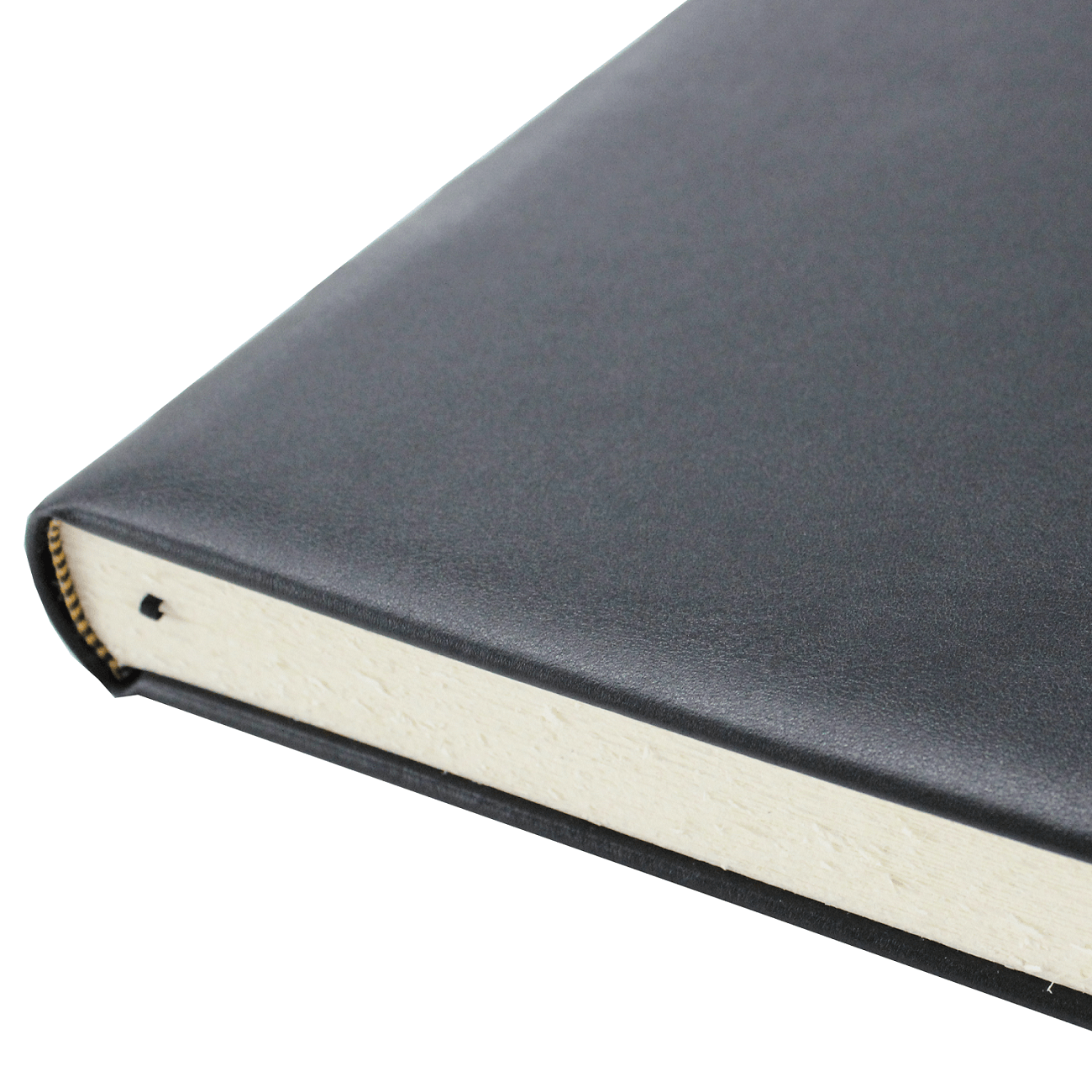 Dickes Kondolenzbuch aus schwarzem Leder mit Büttenrand