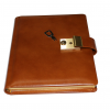Tagebuch mit Schloss und Schlüssel aus glattem Leder mit Goldschnittblock in Cognac
