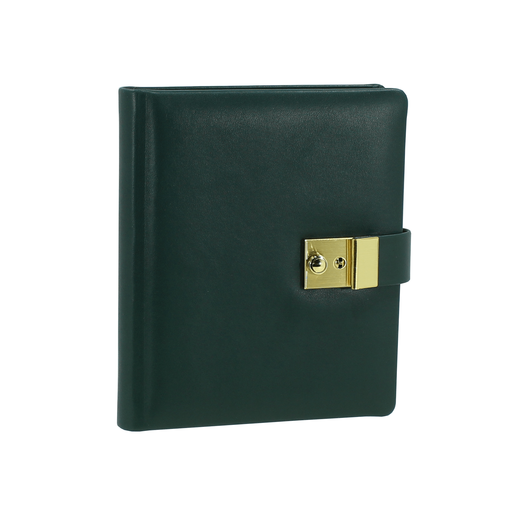 Tagebuch mit Schloss aus glattem Leder mit Goldschnittblock in Grün