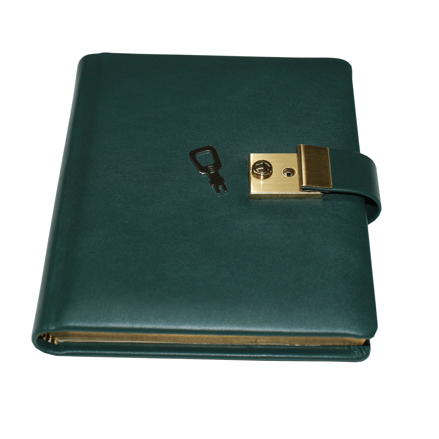 Tagebuch glattes 'Leder grün (3)klein Tagebuch mit Schloss und Schlüssel aus glattem Leder mit Goldschnittblock in Grün