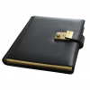 Tagebuch mit Schloss aus elegantem glattem Leder mit Goldschnittblock in Schwarz