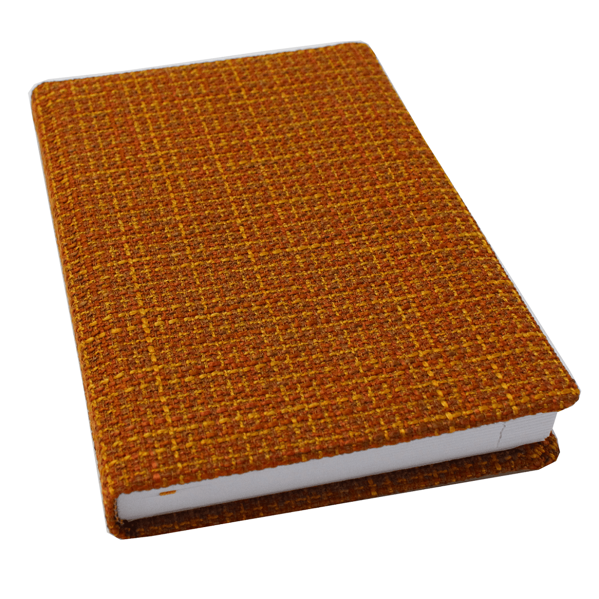 Taschenkalender Enjoy DIN A5 aus orangem Leinenstoff