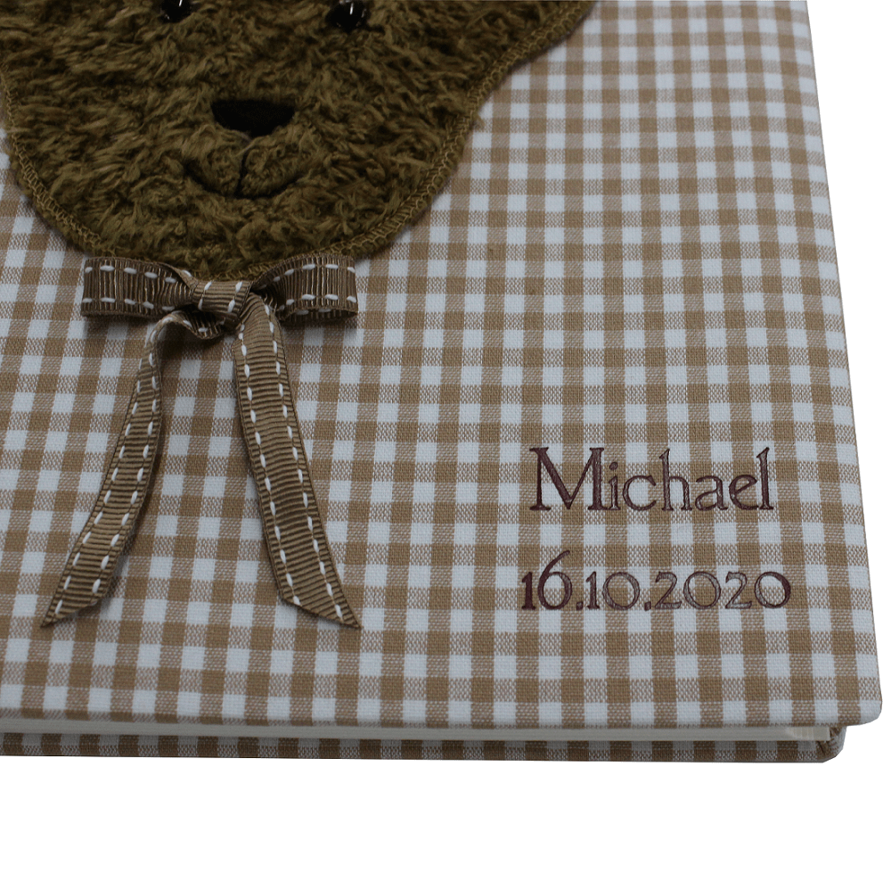Kinderalbum Karo in braun mit Teddy inklusive Namensprägung – Bild 4