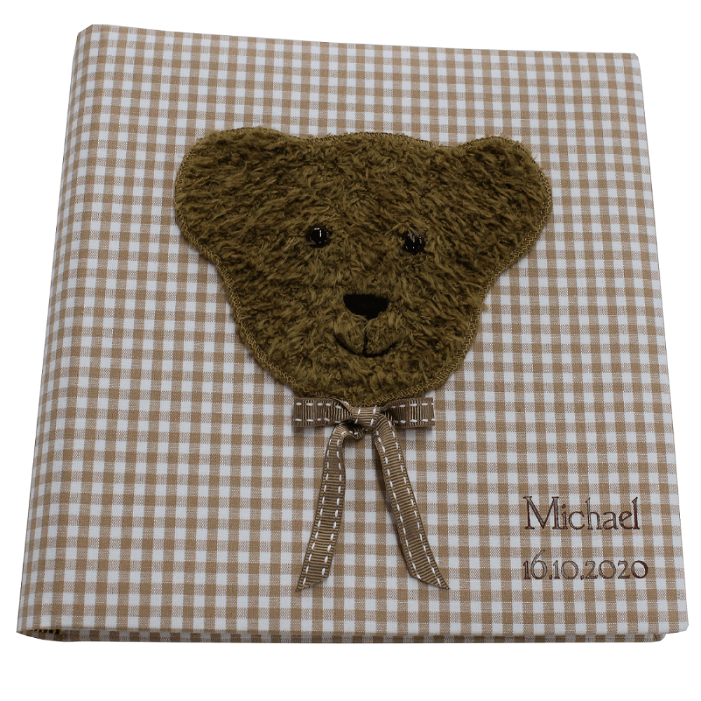 Kinderalbum Karo in braun mit Teddy inklusive Namensprägung