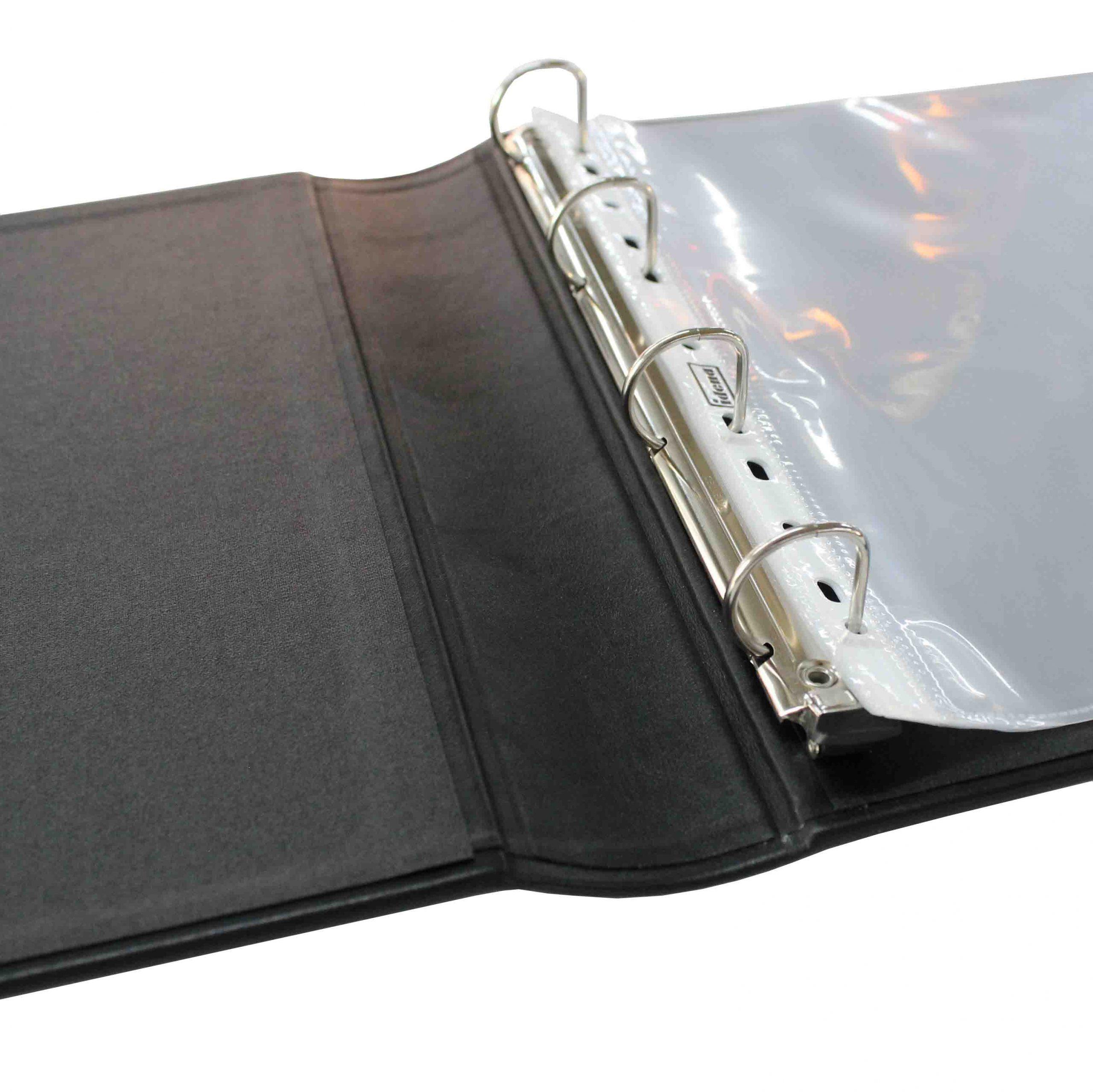 Ringbuch-Ordner Leder in Schwarz