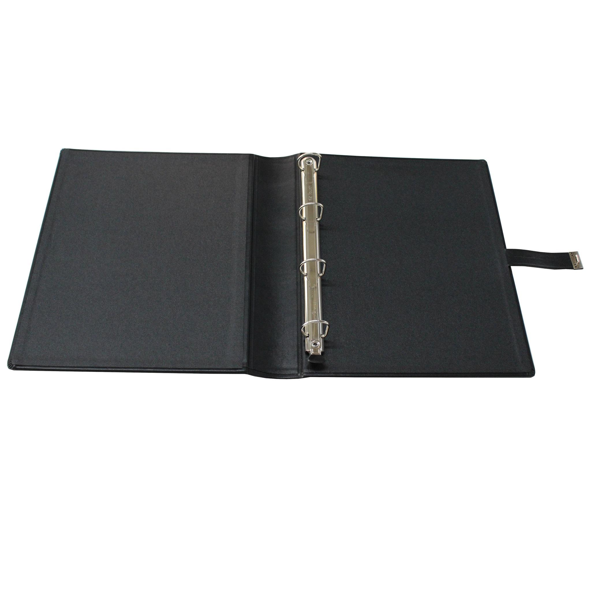 Ringbuch-Ordner Leder in Schwarz