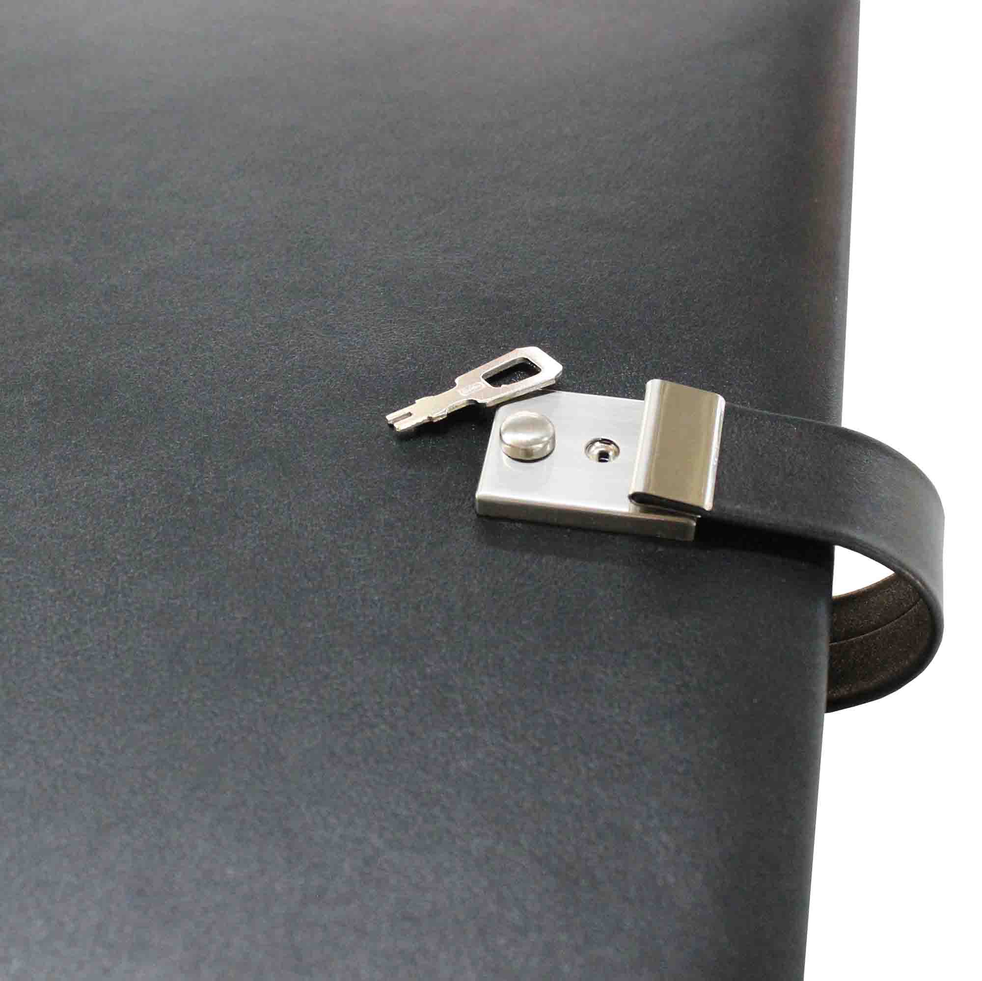 Ringbuch-Ordner Leder in Schwarz