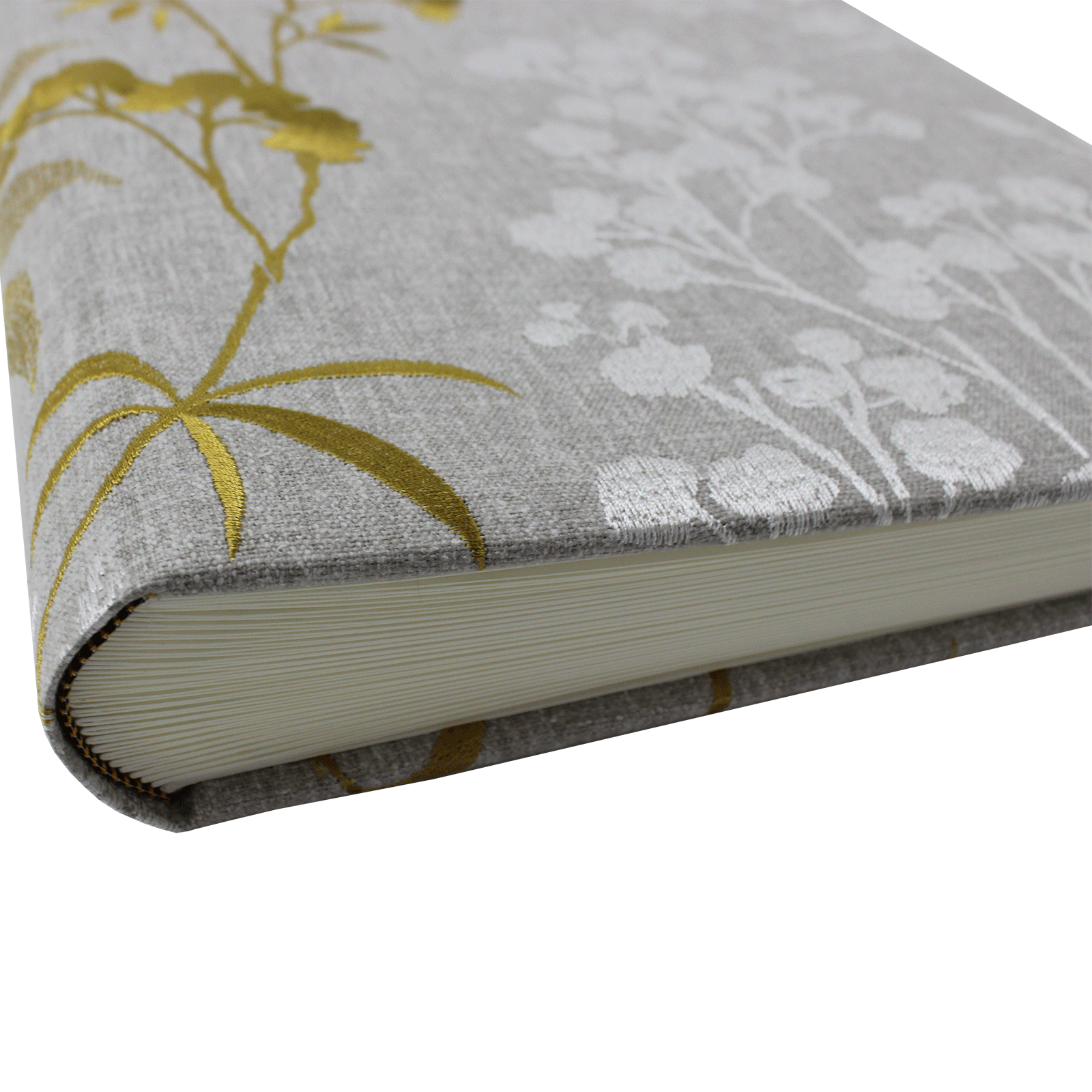 Fotoalbum Zoe im Baumwoll-Leinen-Einband mit Blumenstickereien