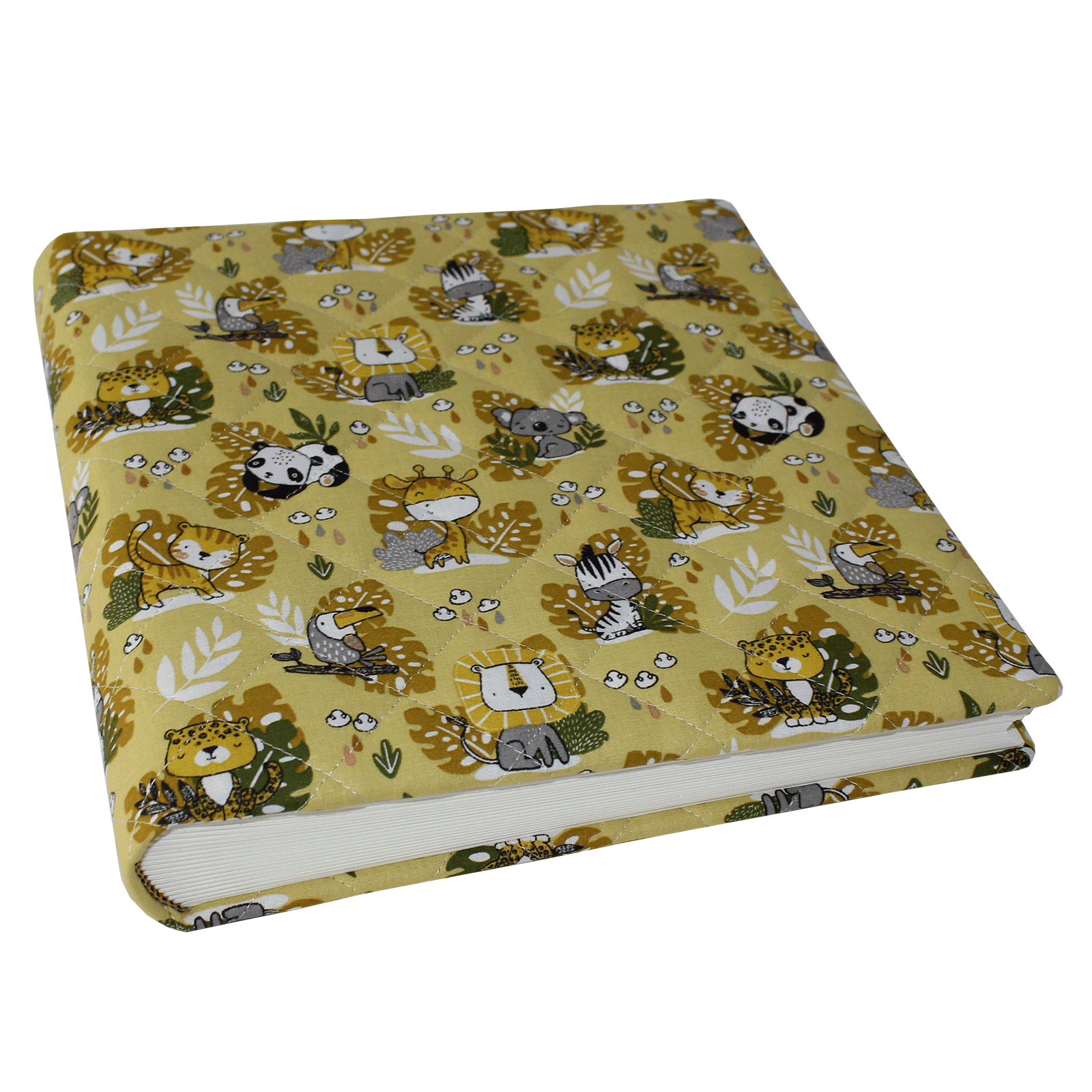 liegend Kinder-Fotoalbum Savanna Curry im gesteppten Baumwoll-Stoffeinband