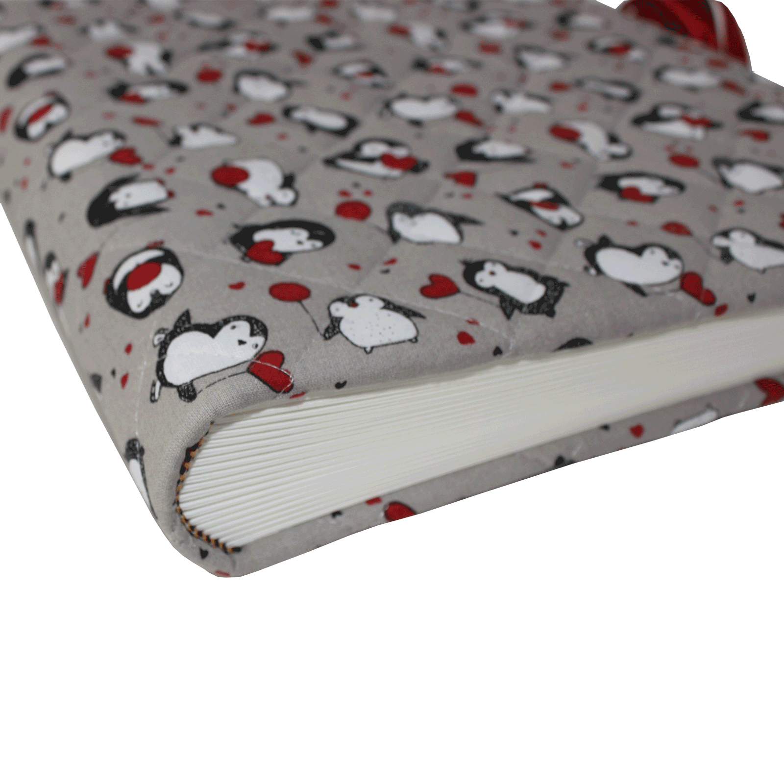 ruecken-2 Kinder-Fotoalbum Pinguin im gesteppten Baumwoll-Stoffeinband