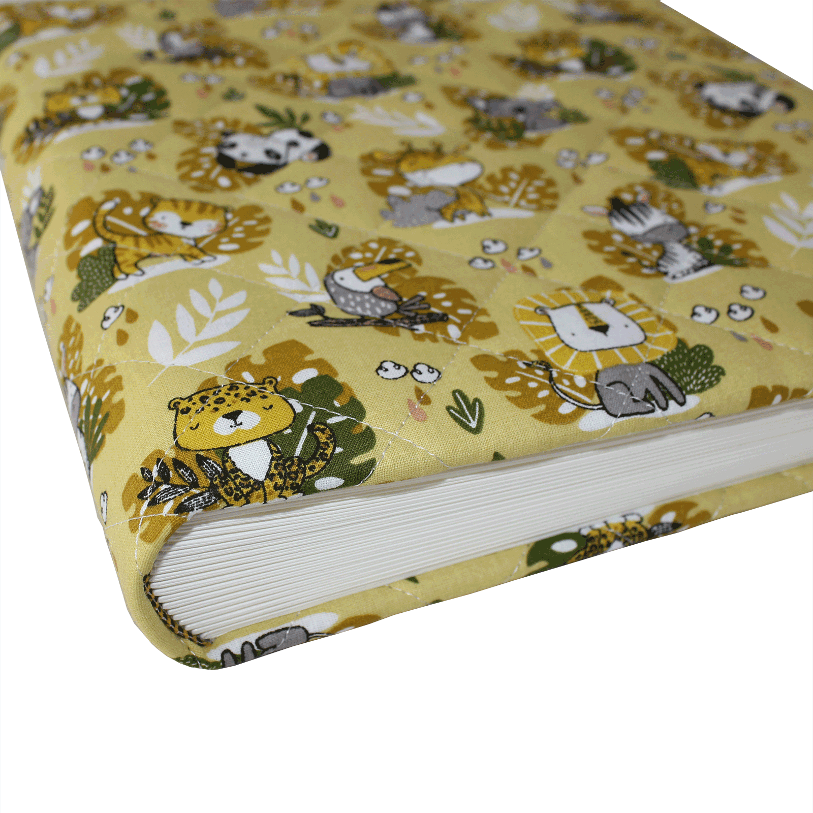 ruecken-gross Kinder-Fotoalbum Savanna Curry im gesteppten Baumwoll-Stoffeinband