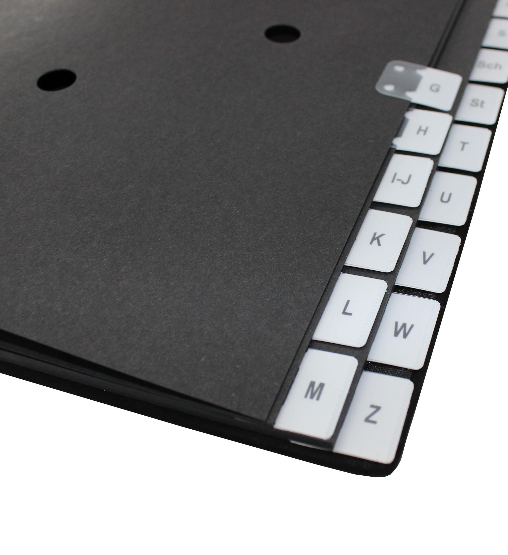 Register Pultordner Nubukleder in Schwarz mit Register A-Z