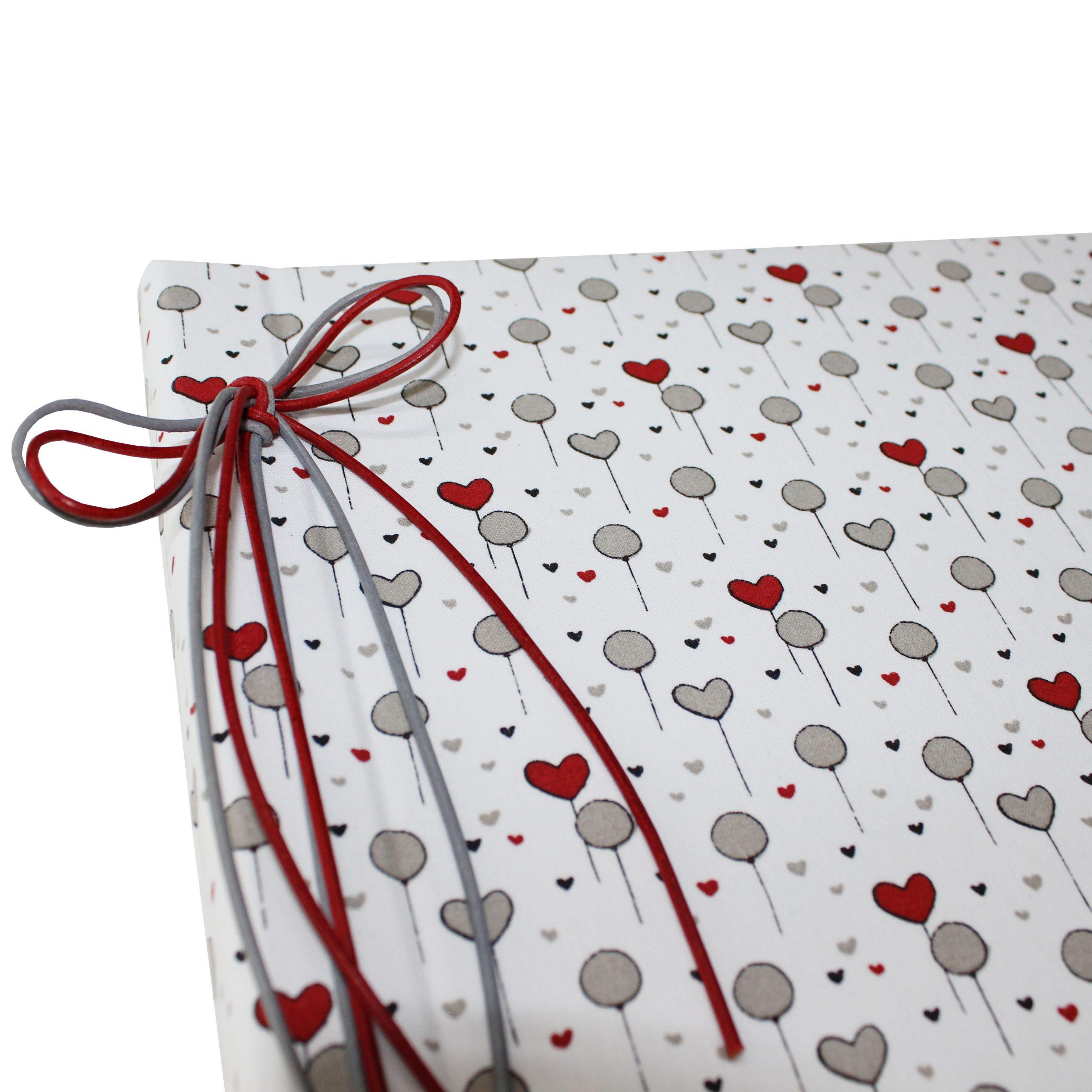 Fotokordelalbum Balloon Hearts im Baumwoll-Stoffeinband