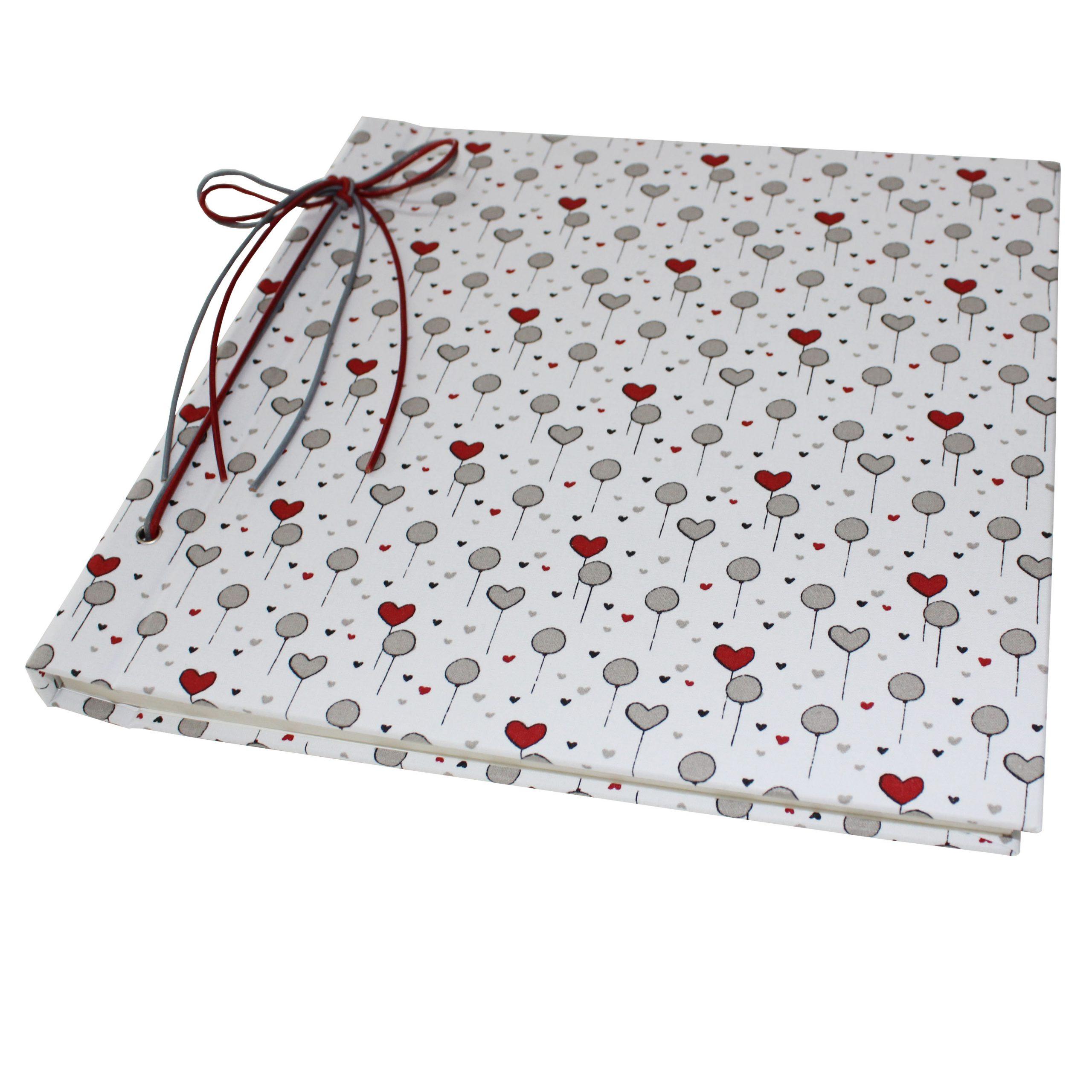 Fotokordelalbum Balloon Hearts im Baumwoll-Stoffeinband