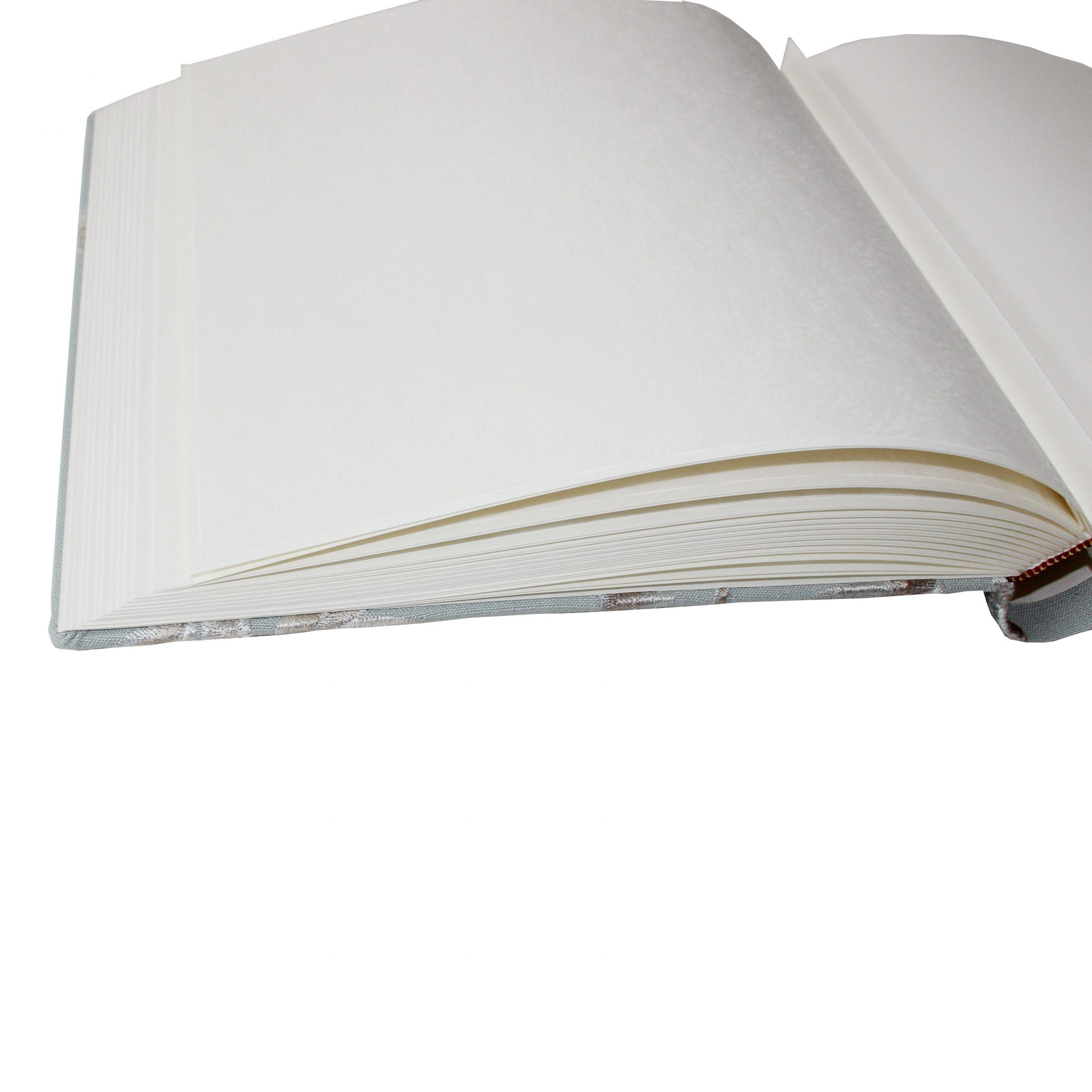 offen Fotoalbum Vaiana Aquamarin mit blumigen Stickereien