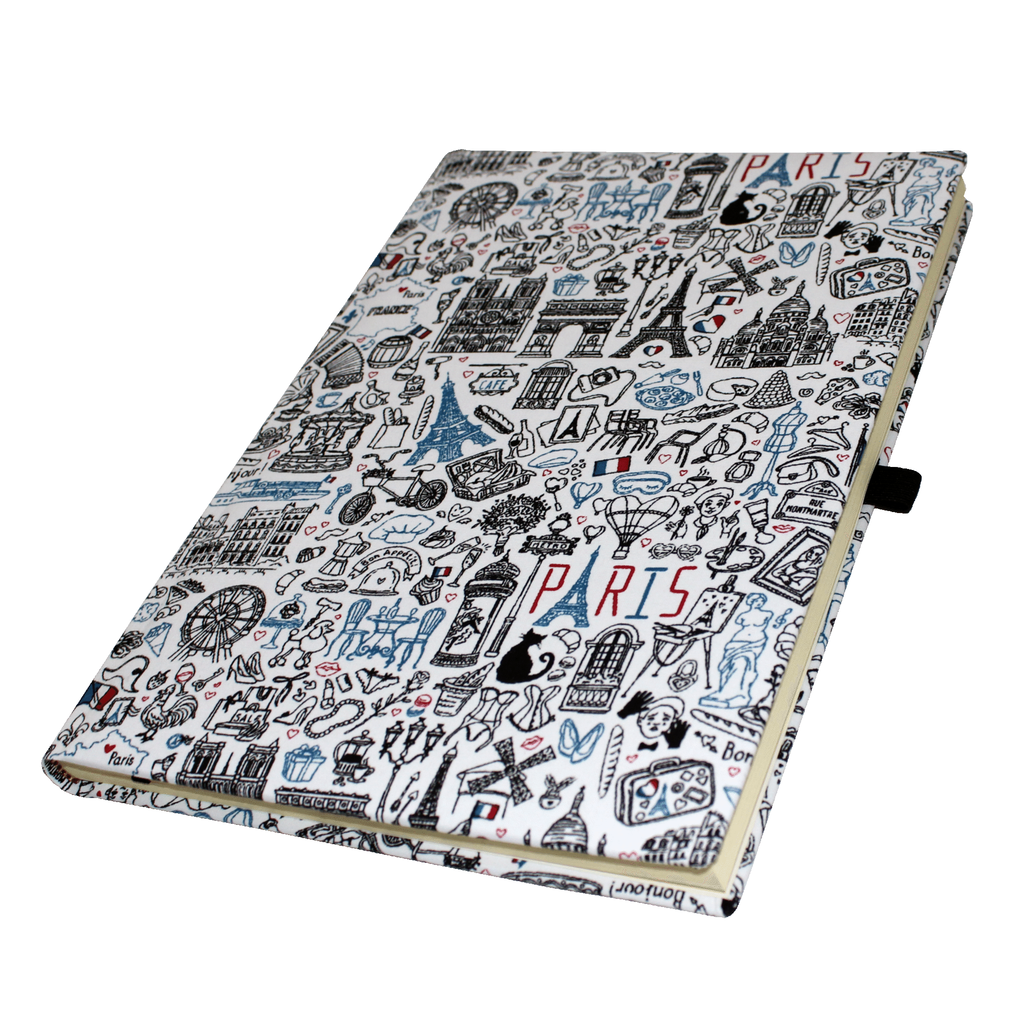 liegend Notizbuch Paris im Baumwoll-Softcover DIN A4