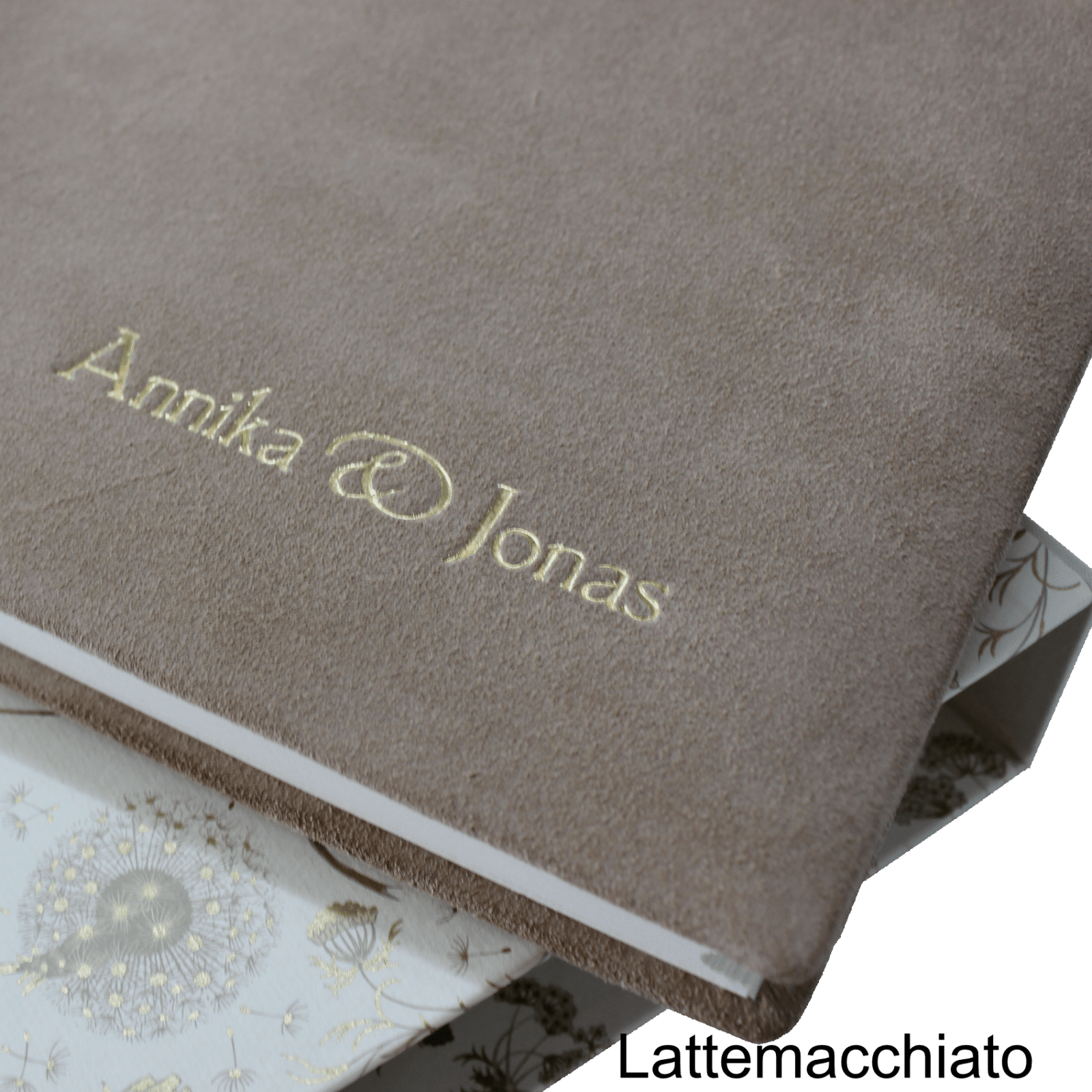 Ecken-Latte Foto-Gästebuch Vesuv in drei Farben mit individueller Prägung