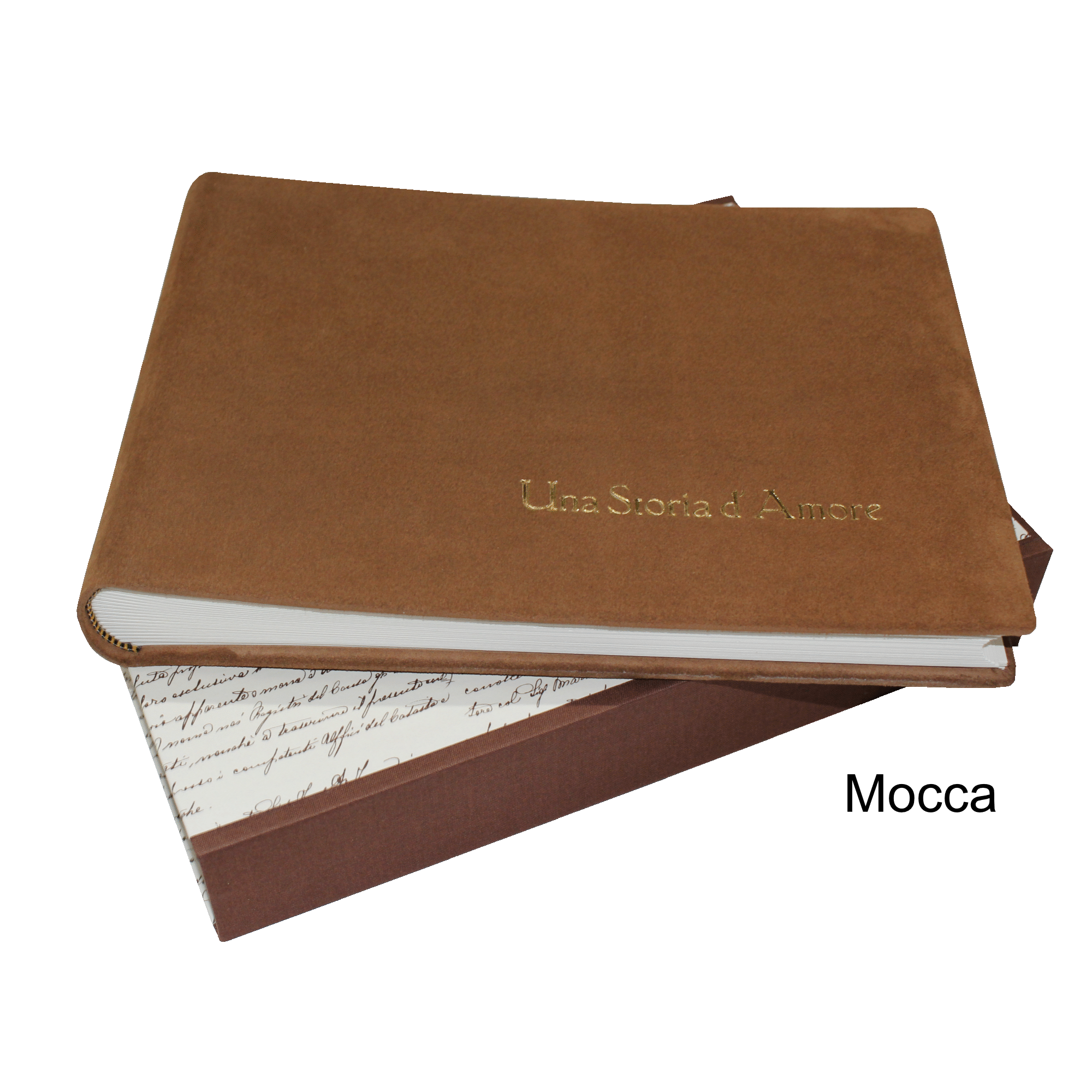 Mocca Foto-Gästebuch Vesuv in drei Farben mit individueller Prägung