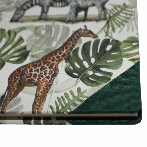 Gästebuch Afrika mit grünem Buchbinderleinen im Querformat