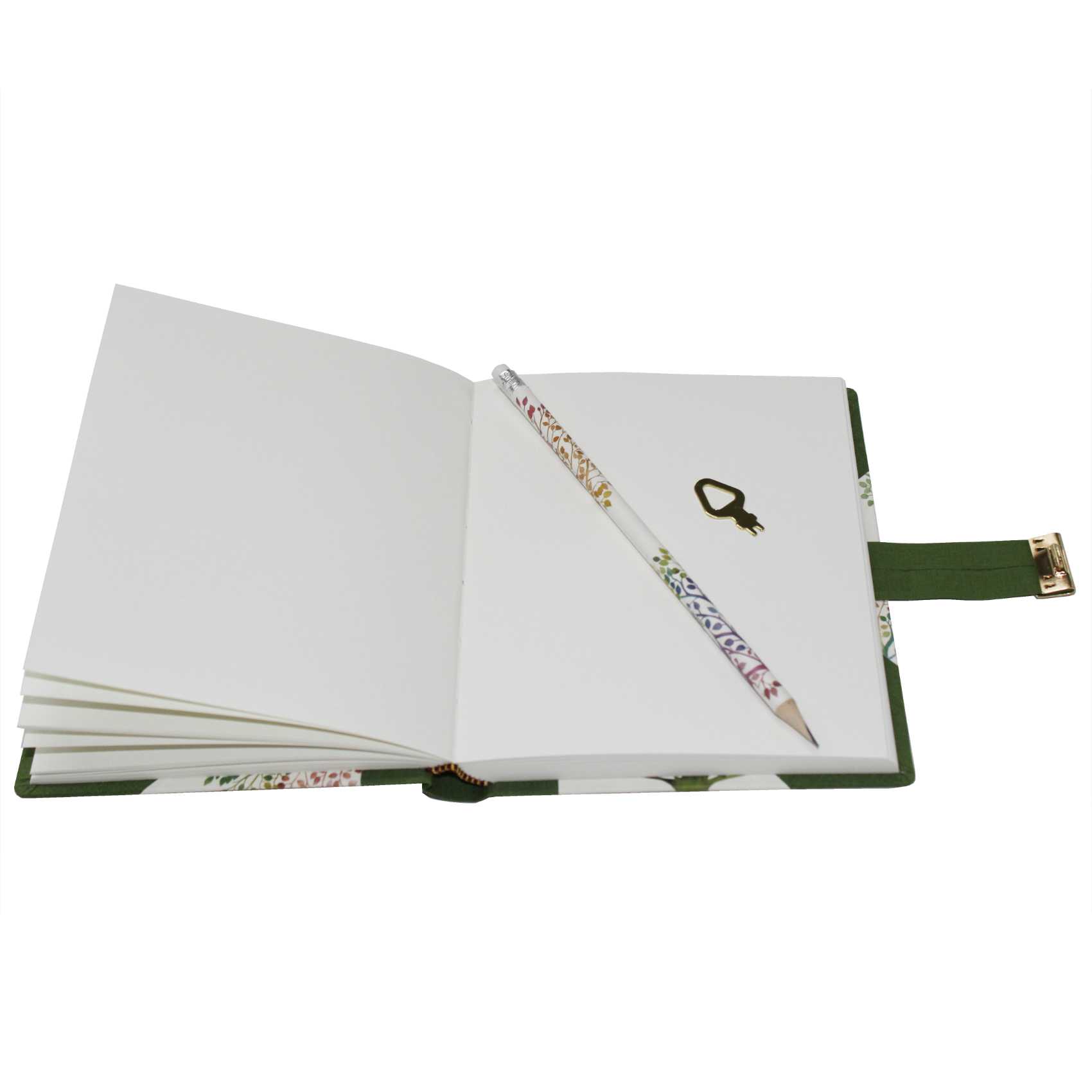 IMG_4004 Tagebuch Lebensbaum mit Schloss in grünem Buchbinderleinen