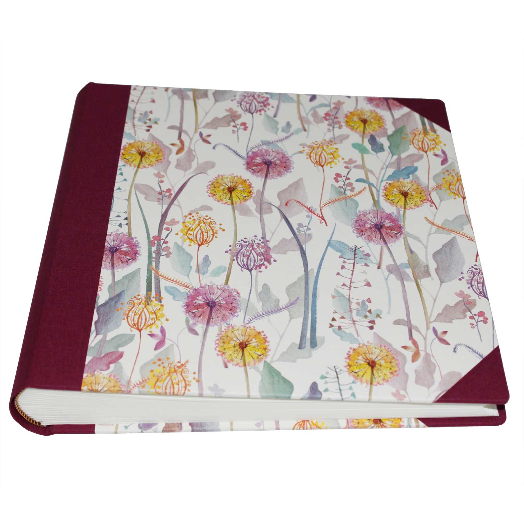 Fotoalbum Blumenzauber in weinrotem Buchbinderleinen