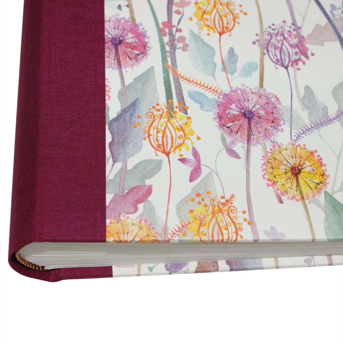 Fotoalbum Blumenzauber in weinrotem Buchbinderleinen