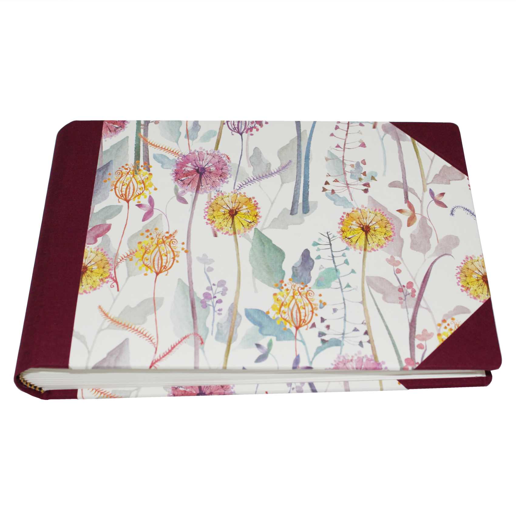 Mini-Fotoalbum Blumenzauber in weinrotem Buchbinderleinen
