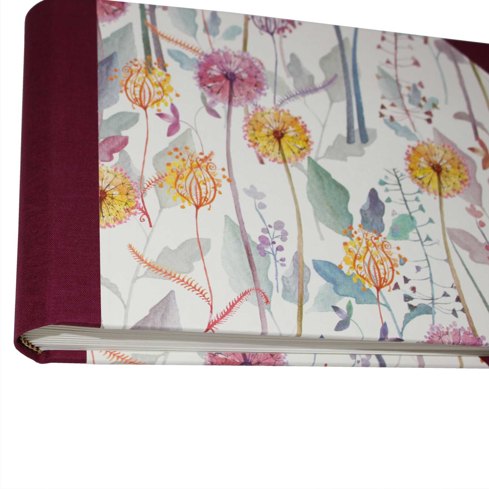 Mini-Fotoalbum Blumenzauber in weinrotem Buchbinderleinen