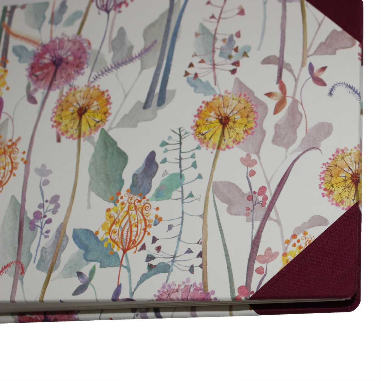Mini-Fotoalbum Blumenzauber in weinrotem Buchbinderleinen