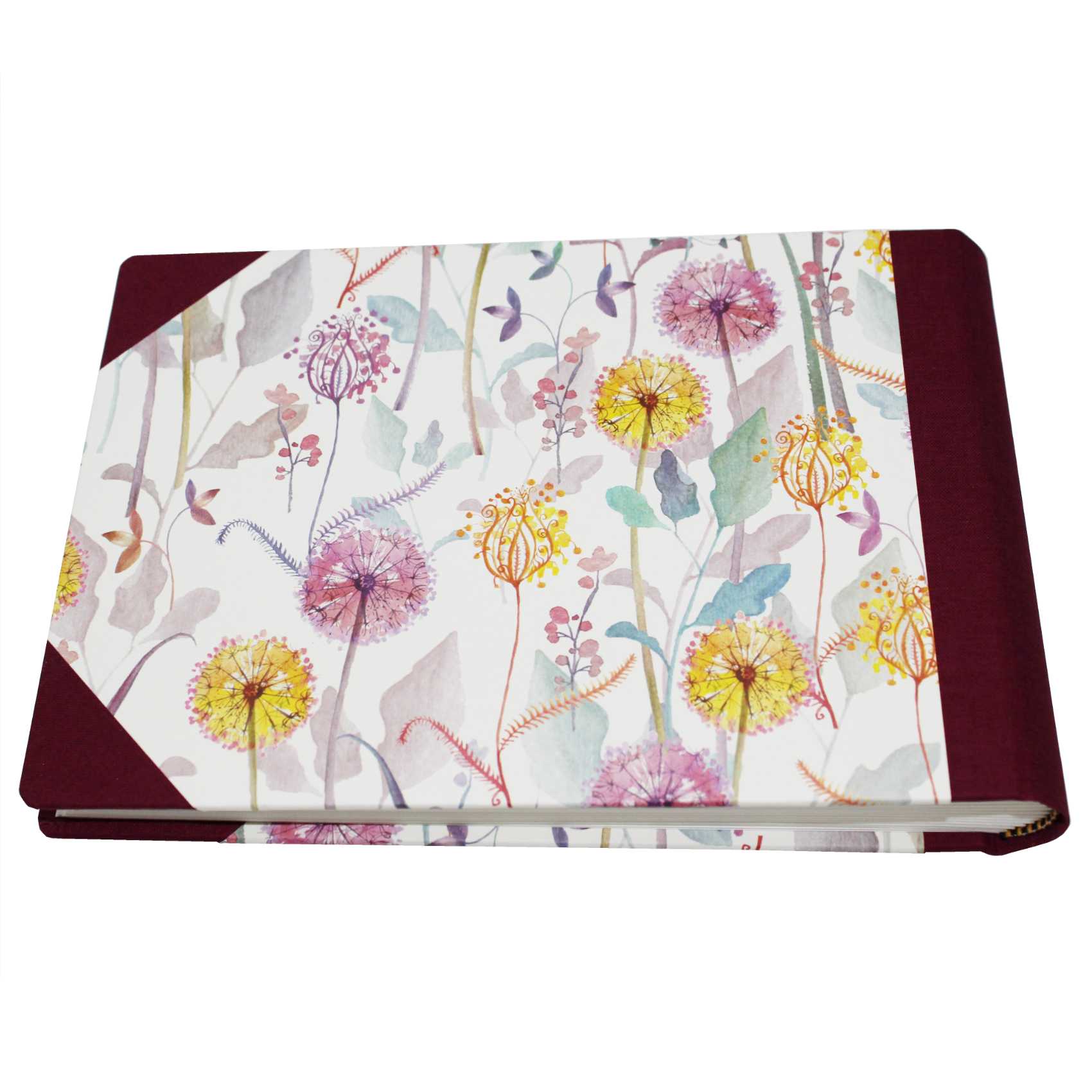 Mini-Fotoalbum Blumenzauber in weinrotem Buchbinderleinen