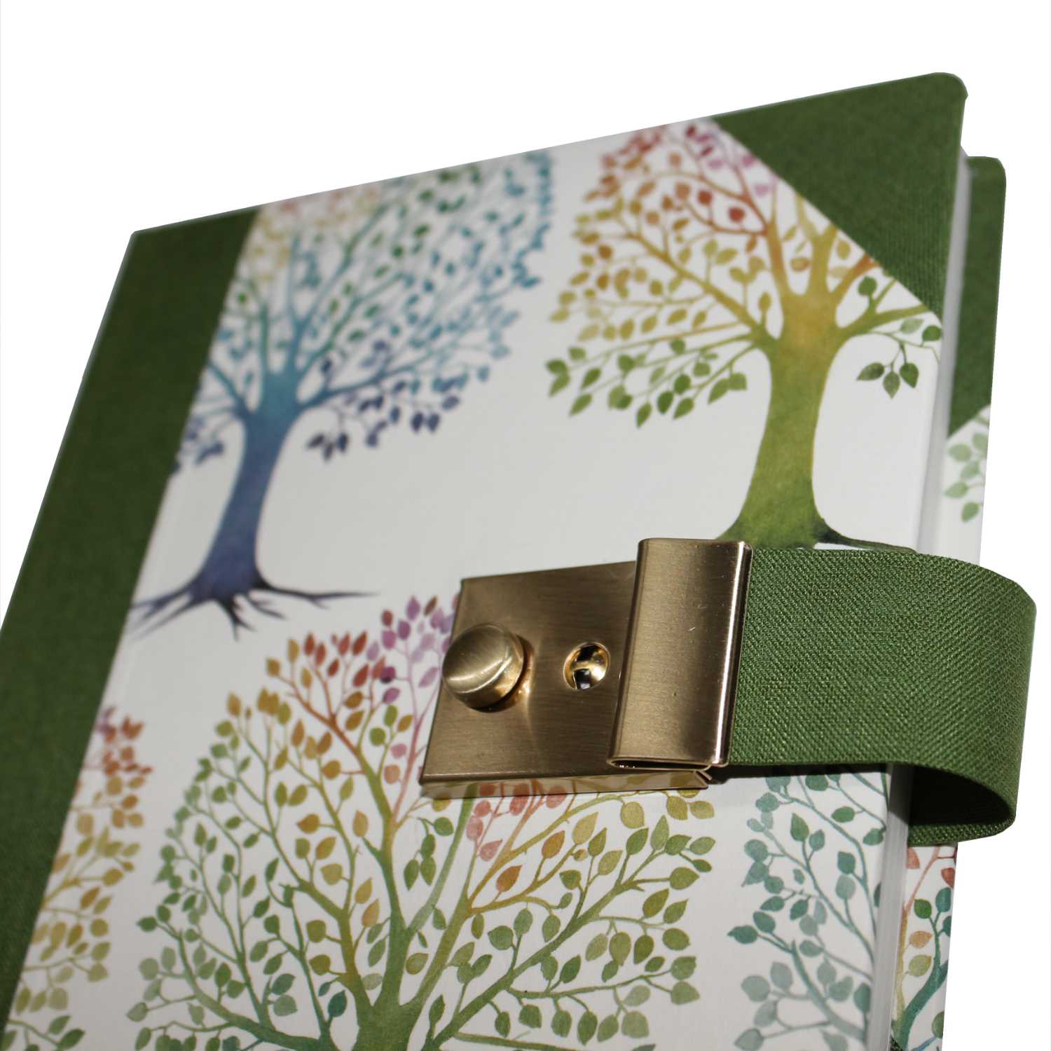 IMG_4040 Tagebuch Lebensbaum mit Schloss in grünem Buchbinderleinen